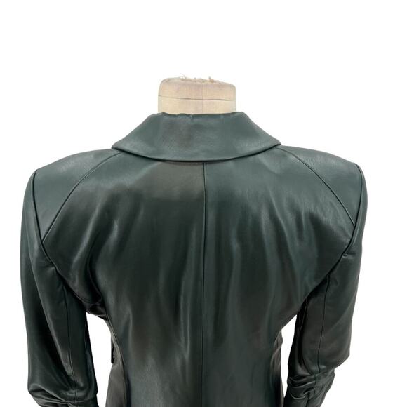 Veronica Beard Hollis Faux Leather Dickey Jacket Blazer Green Size 4 *Flawed - Picture 11 of 16